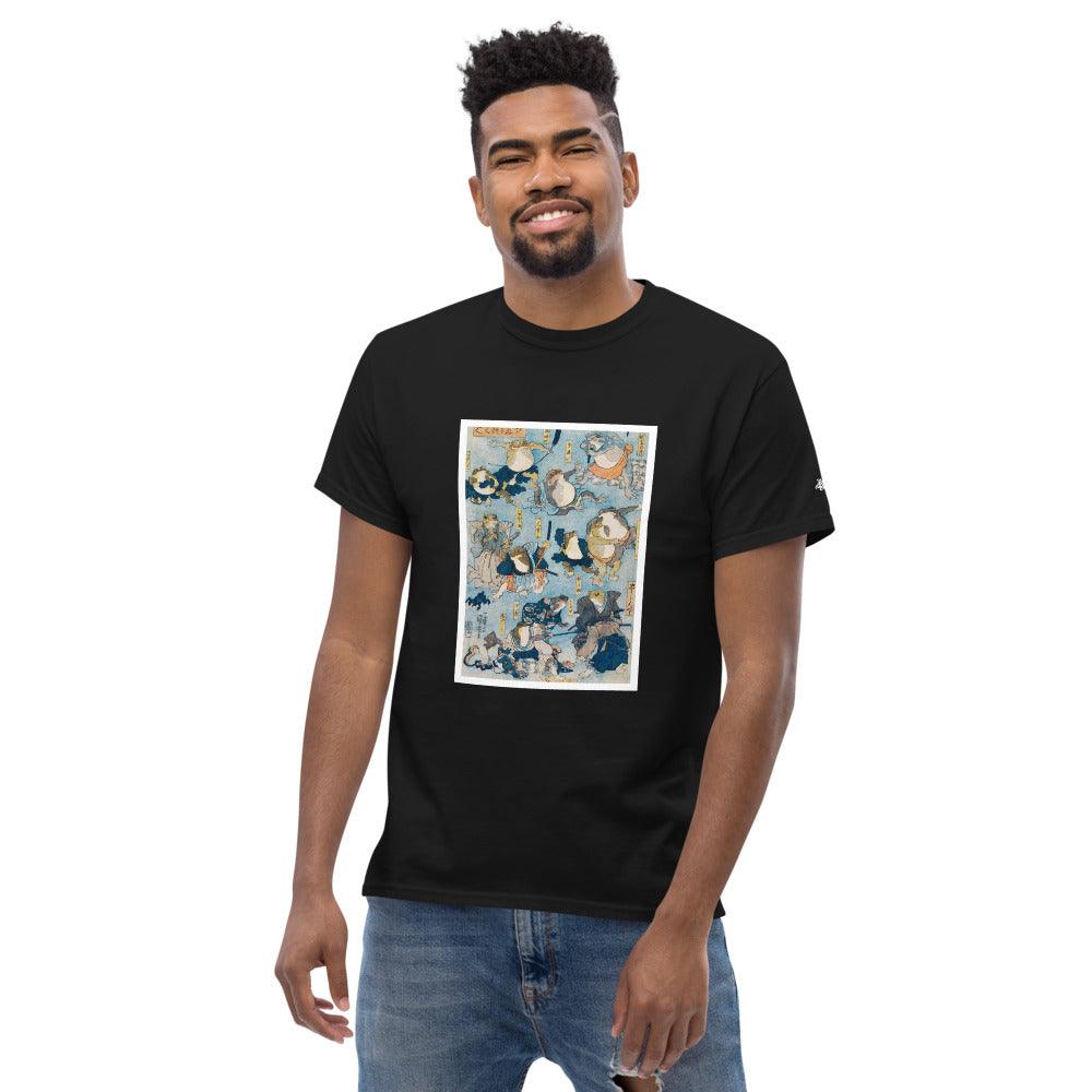 Ozuki tee.  Famous Heroes of the Kabuki Stage Played by Frogs by Utagawa Kuniyoshi (1798-1861)