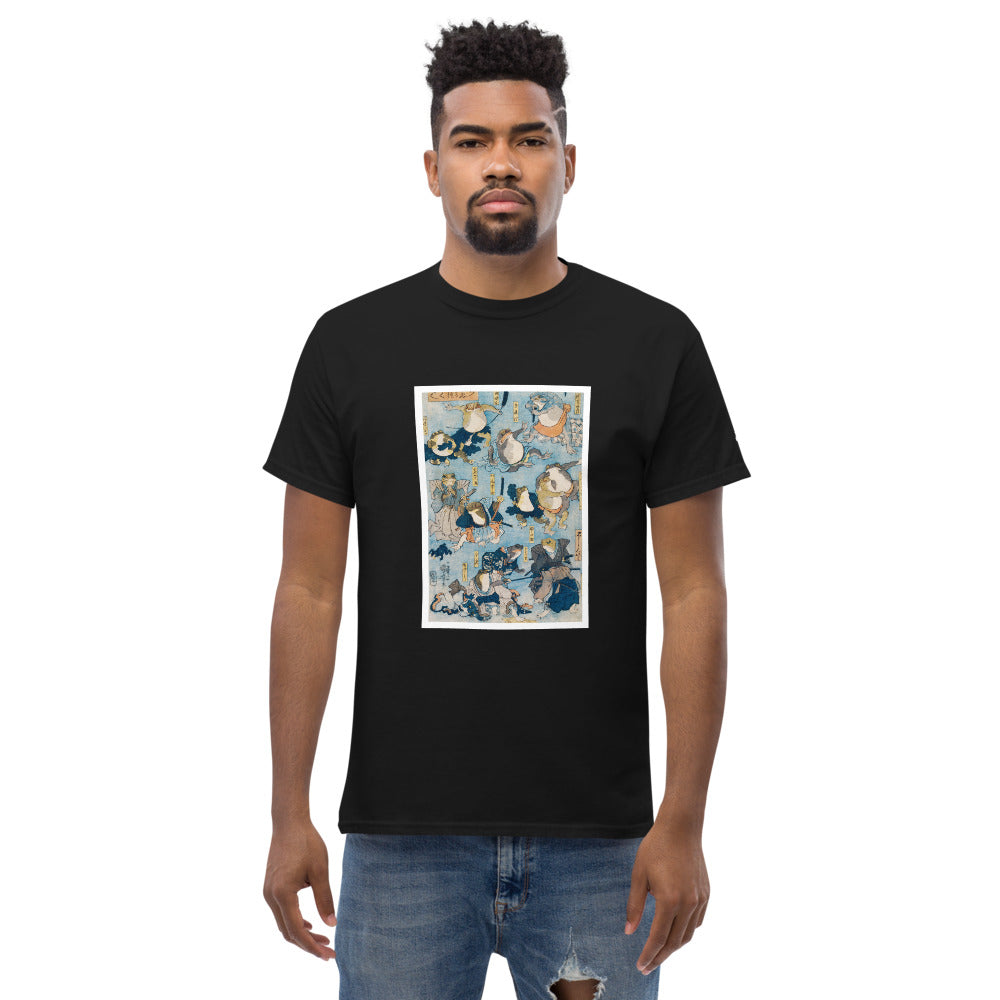 Ozuki tee.  Famous Heroes of the Kabuki Stage Played by Frogs by Utagawa Kuniyoshi (1798-1861)