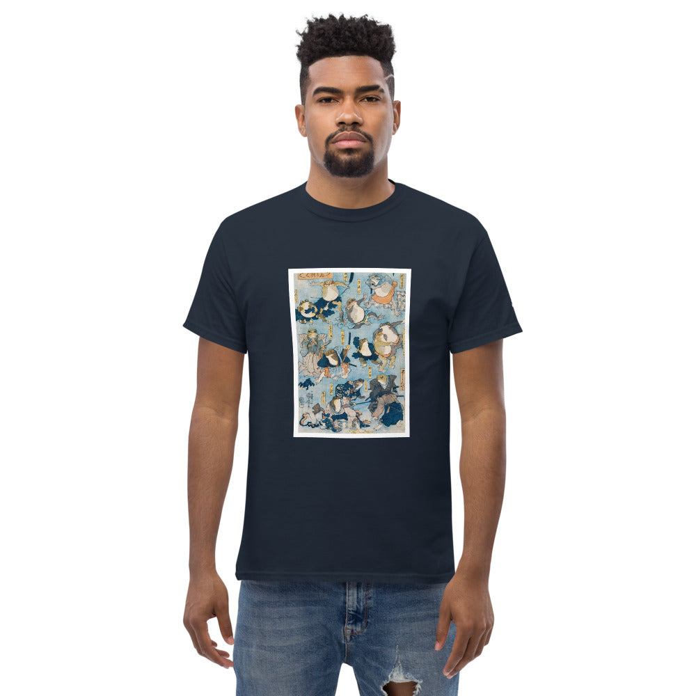 Ozuki tee.  Famous Heroes of the Kabuki Stage Played by Frogs by Utagawa Kuniyoshi (1798-1861)