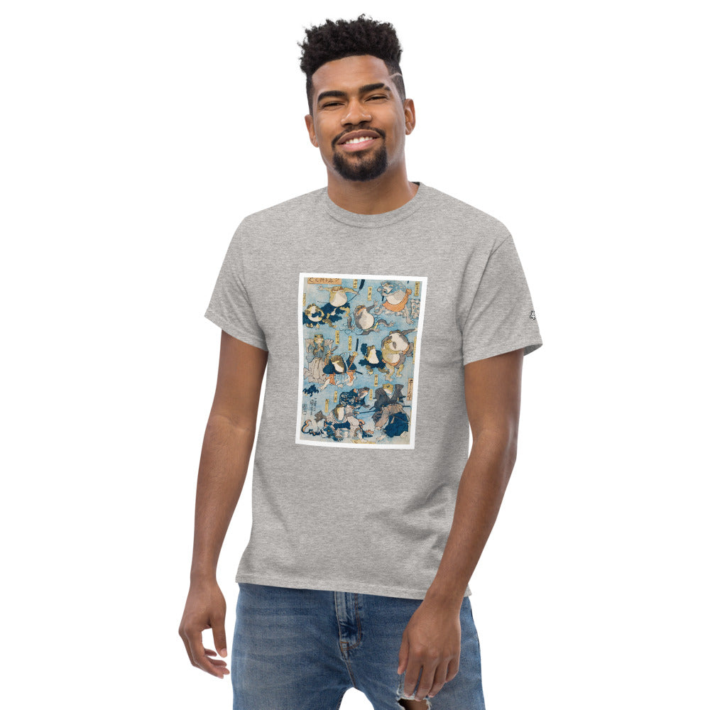 Ozuki tee.  Famous Heroes of the Kabuki Stage Played by Frogs by Utagawa Kuniyoshi (1798-1861)