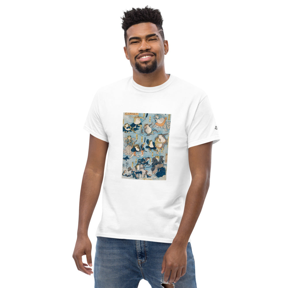Ozuki tee.  Famous Heroes of the Kabuki Stage Played by Frogs by Utagawa Kuniyoshi (1798-1861)
