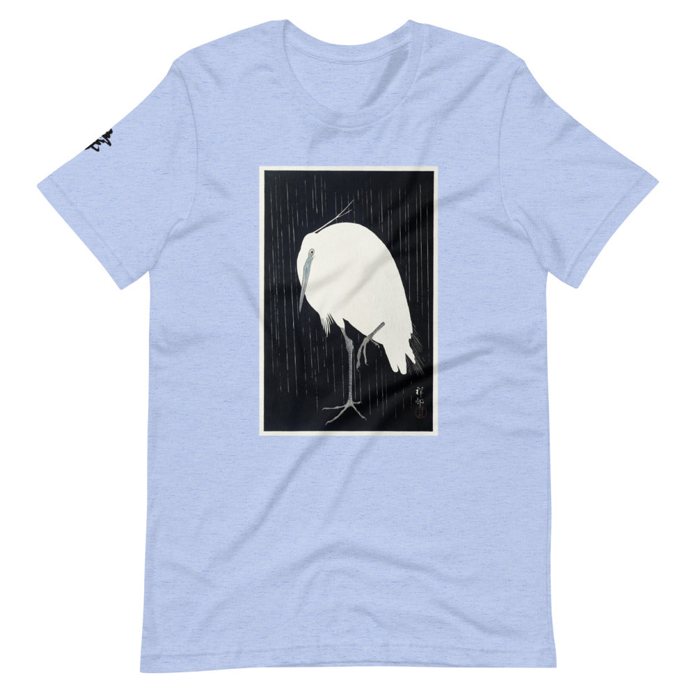 Ozuki Tee 'Egret-in-the-rain'. Short-Sleeve Unisex T-Shirt