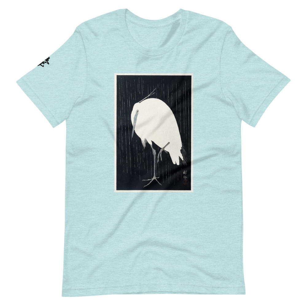 Ozuki Tee 'Egret-in-the-rain'. Short-Sleeve Unisex T-Shirt