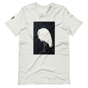Ozuki Tee 'Egret-in-the-rain'. Short-Sleeve Unisex T-Shirt