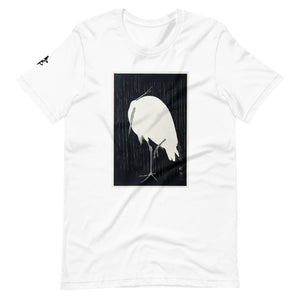 Ozuki Tee 'Egret-in-the-rain'. Short-Sleeve Unisex T-Shirt
